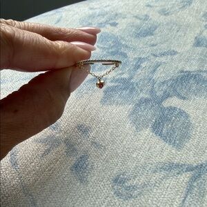 Gold Adjustable Ring with Heart Charm